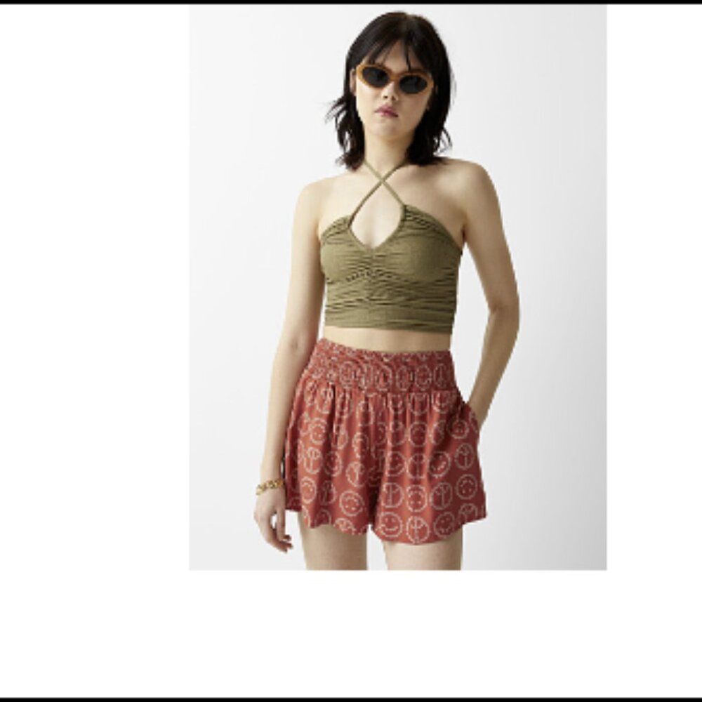 Twik Smocked waist flowy short Medium Brown - Size Medium